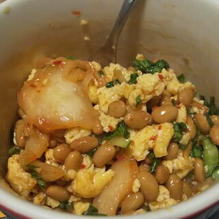 レンジで★炒り卵キムチ納豆